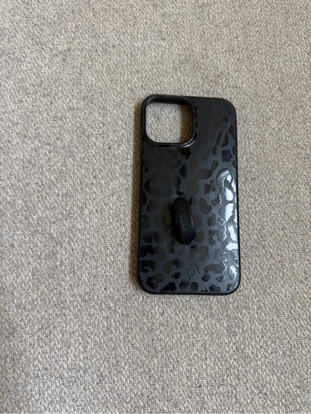 Loopy Case Black Leopard Print iPhone Case with Built-in Loop